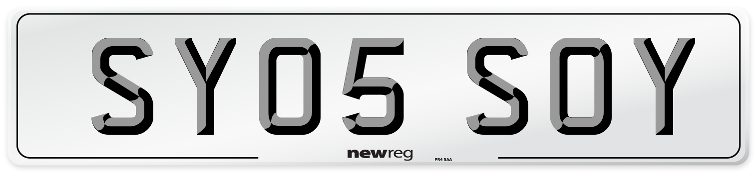 SY05 SOY Number Plate from New Reg